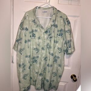 Columbia vented PFG light Green Tropical Print fish Shirt 5x
